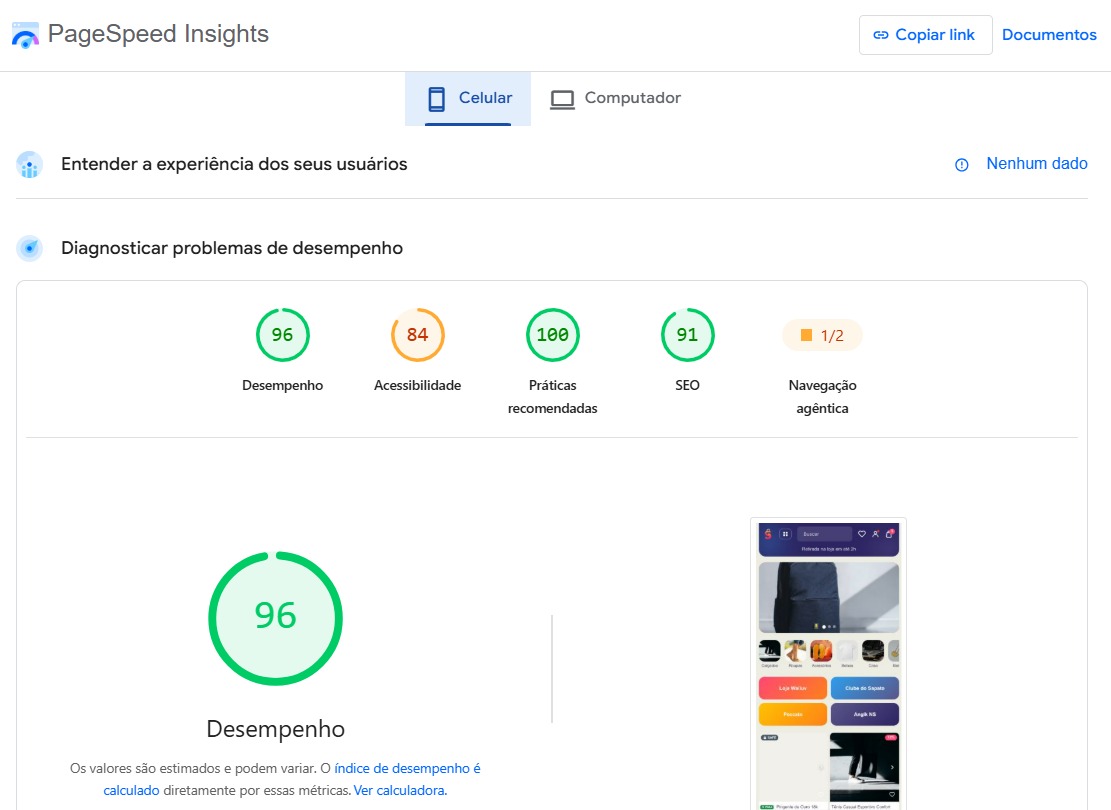 PageSpeed Insights - mobile