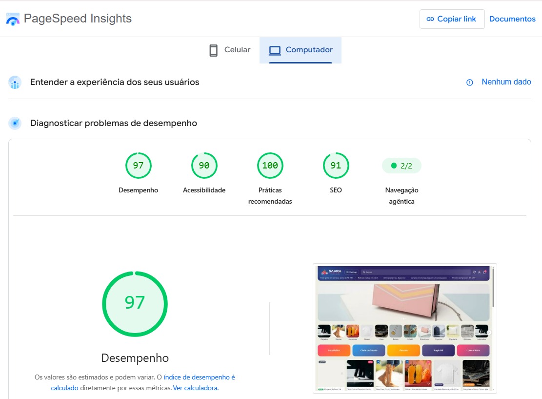 PageSpeed Insights - desktop