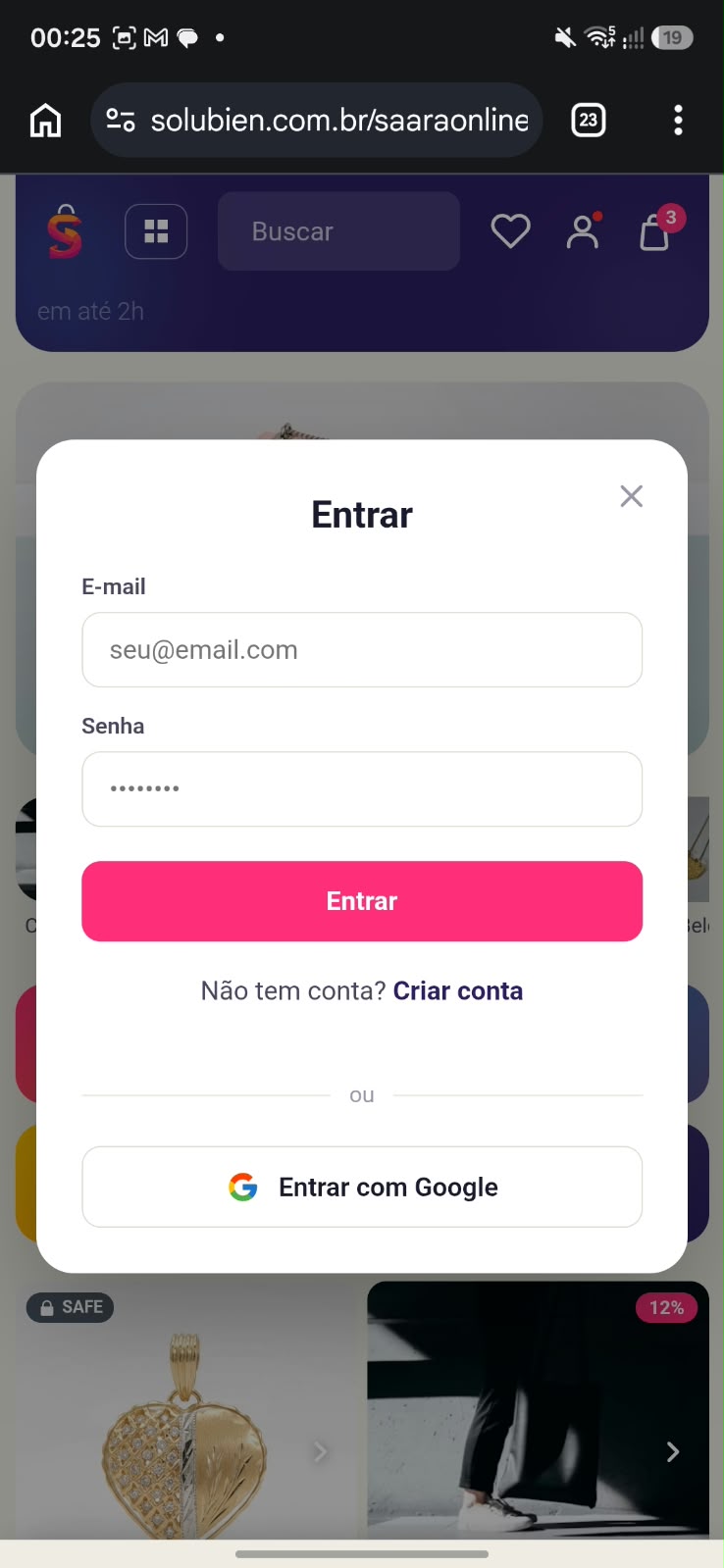 Lightbox de login