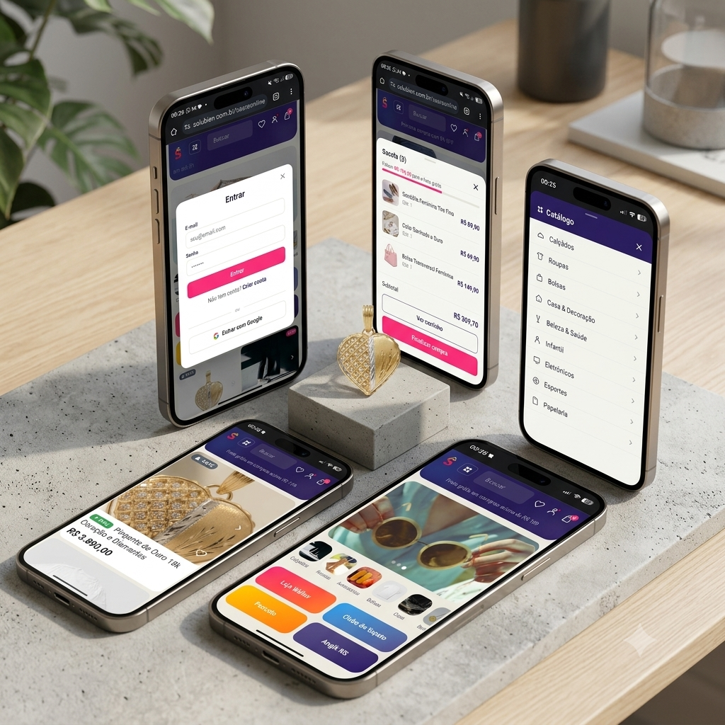 Mockup das telas mobile